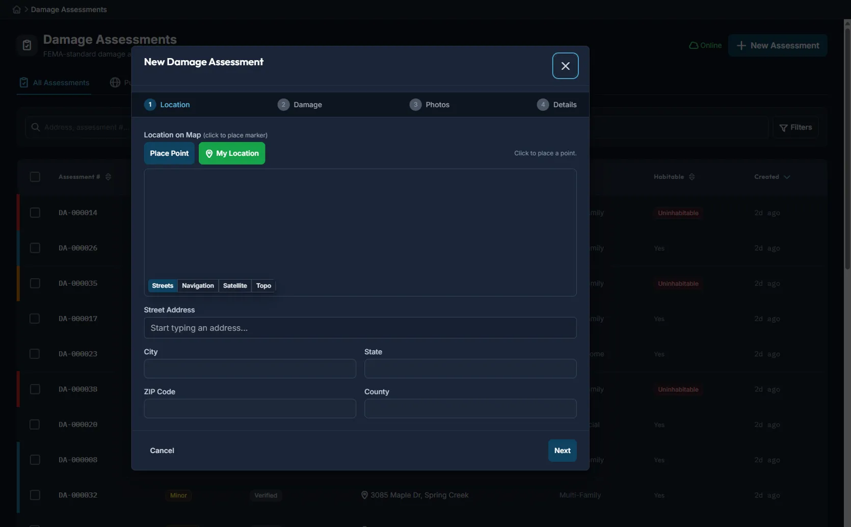Command Bridge guided multi-step field data-entry form