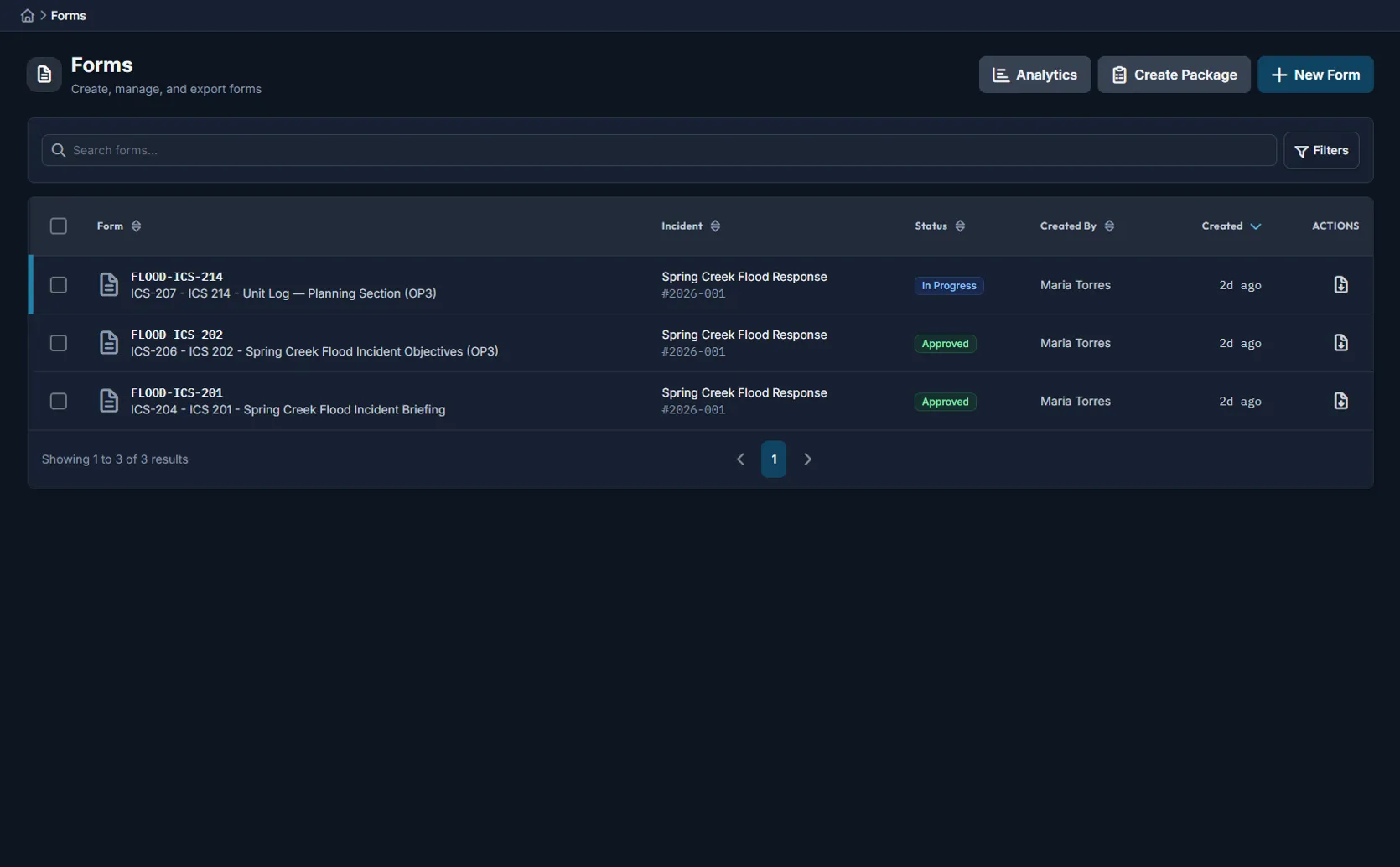 Command Bridge ICS forms with auto-population from incident data